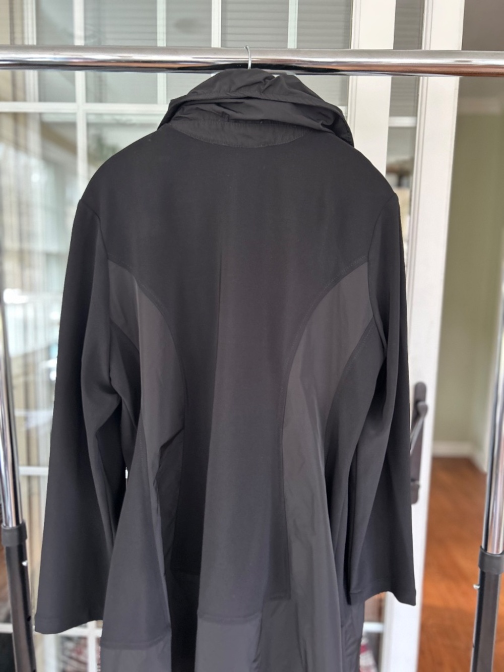 Joseph Ribkoff Black Coat Style 193425 Ruching Collar Button Down EUC Sz 20 - Picture 6 of 13